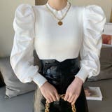 ホワイト | ニットトップス 重ね着風 リブニット | Miniministore
