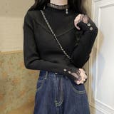 ブラック | ニットトップス ハイネック きれいめ | Miniministore