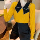 イエロー | ニットトップス 襟付きニット 長袖 | Miniministore
