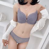 ブルーグレー | ノンワイヤーブラジャーショーツセット | Miniministore