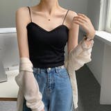 ブラック | リブキャミソール レディース カップ付き | Miniministore