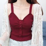 ワインレッド | ニットキャミソール レディース ギャザー | Miniministore