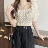 ベージュ | シャツブラウス スクエアネックレディース | Miniministore