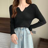 ブラック | キーネック タイトリブニット 韓国風 | Miniministore