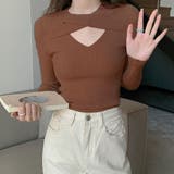 ブラウン | フロントクロス リブニット 韓国風 春秋 | Miniministore