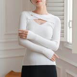 ホワイト | フロントクロス リブニット 韓国風 春秋 | Miniministore