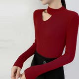 ワインレッド | ニットトップス デコルテカットリブニット | Miniministore