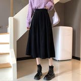 ブラック | コーデュロイスカート 秋冬フレアスカート | Miniministore