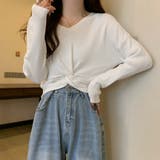 ホワイト | フロントツイスト ニットプルオーバー秋服 | SUNSHINE CLOSET