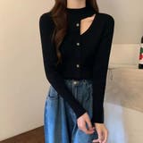 ブラック | リブニットトップス レディース 韓国風 | Miniministore