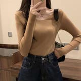 ダークベージュ | リブニットトップス レディース 韓国風 | Miniministore