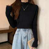 ブラック | ニットトップス レディースプチハイネック | Miniministore