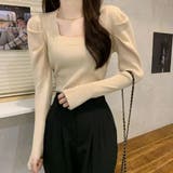 ベージュ | フィンガーホール ニットトップス 韓国風 | Miniministore
