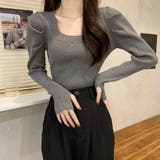 グレー | フィンガーホール ニットトップス 韓国風 | Miniministore