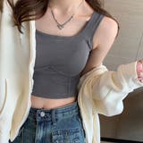 グレー | カップ付き ショートタンクトップ 韓国風 | Miniministore