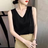 ブラック | シフォンブラウス レディースタンクトップ | ANGELCLOSET