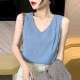 ブルー | シフォンブラウス レディースタンクトップ | ANGELCLOSET
