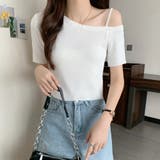 ホワイト | ニットトップスワンショルダーサマーニット | ANGELCLOSET