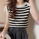 アイボリー | ニットトップス ボーダー柄 サマーニット | SUNSHINE CLOSET
