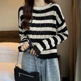 ホワイト*ブラック | ニットトップス ボーダー柄 リブニット | SUNSHINE CLOSET