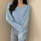 ライトブルー | ニットブラウス 袖切り替えニットトップス | Miniministore