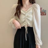 アイボリー | ニットトップス ドローストリング 韓国風 | Miniministore
