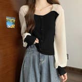 ブラック | ニットブラウス 袖切り替えニットトップス | SUNSHINE CLOSET