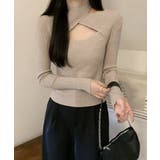 ベージュ | ニットトップス ホルターネックリブニット | Miniministore