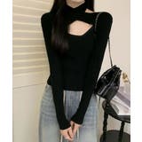 ブラック | ニットトップス ホルターネックリブニット | Miniministore
