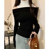 ブラック | 肩あきニットトップスタートルネックニット | SUNSHINE CLOSET
