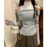 ライトグレー | 肩あきニットトップスタートルネックニット | SUNSHINE CLOSET