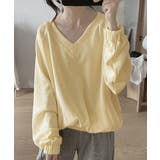 ライトイエロー | Vネック 着やせ 長袖プルオーバー 無地 | ANGELCLOSET