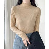 ベージュ | 花柄ジャガードシースルートップス 韓国風 | ANGELCLOSET