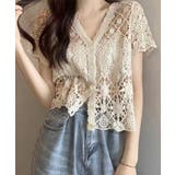 ベージュ | 透かし編みニットカーディガン ショート丈 | SUNSHINE CLOSET