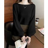 ブラック | ドルマンニット リブニットトップス 秋冬 | Miniministore