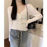 ホワイト | ニットトップス レディース リボン付き | Miniministore