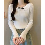 ホワイト | リブニットトップス レディース きれいめ | Miniministore