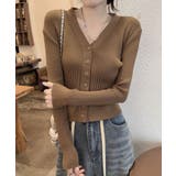ブラウン | カーディガン vネック レディース韓国風 | Miniministore