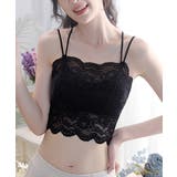ブラック | カップ付きキャミソール 総レースインナー | ANGELCLOSET