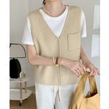 ベージュ | Vネックニットベスト ニットジレ 重ね着 | SUNSHINE CLOSET