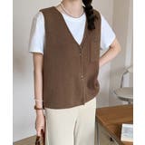 ブラウン | Vネックニットベスト ニットジレ 重ね着 | SUNSHINE CLOSET