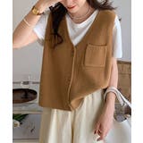 キャメル | Vネックニットベスト ニットジレ 重ね着 | SUNSHINE CLOSET