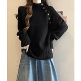 ブラック | ニットトップス 体型カバー 長袖秋冬服 | Miniministore