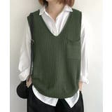 カーキ | ニットベスト レディース vネック 秋冬 | Miniministore