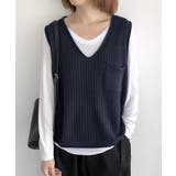 ネイビー | ニットベスト レディース vネック 秋冬 | Miniministore