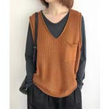 オレンジ | ニットベスト レディース vネック 秋冬 | Miniministore