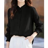 ブラック | フリルブラウス 長袖 レディース 春夏秋 | Miniministore