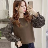 モカブラウン | 小花柄 ドッキングニット レディース | Miniministore