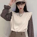 アイボリー | 小花柄 ドッキングニット レディース | Miniministore