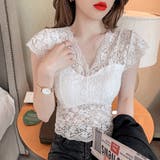 花柄 総レース トップス Vネック 透け感 | Miniministore | 詳細画像5